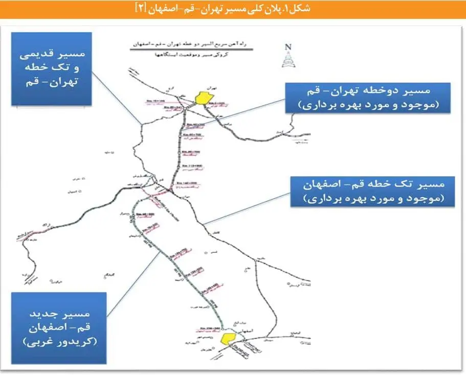 نقشه راه آهن سریع السیر تهران قم اصفهان