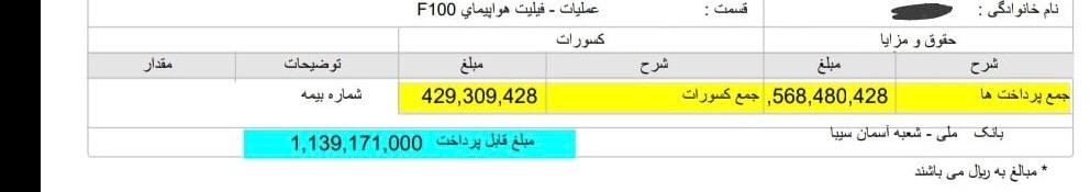 فیش حقوقی خلبان