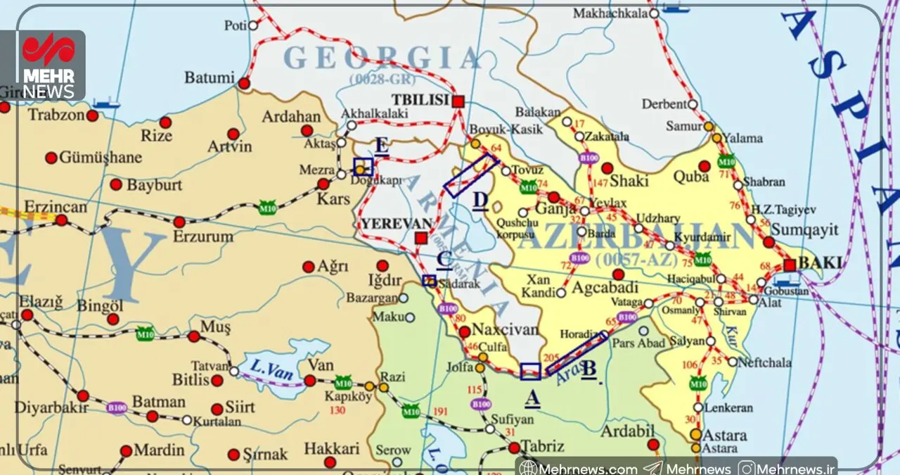 نقشه  ریلی  دفع کریدور زنگزور