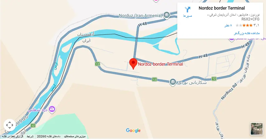 نقشه گوگل پایانه مرزی نوردوز