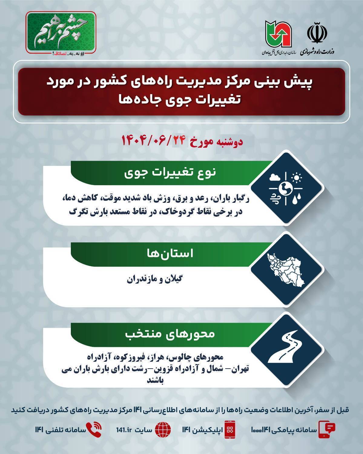 اینفوگرافیک| وضعیت جوی جاده‌ه