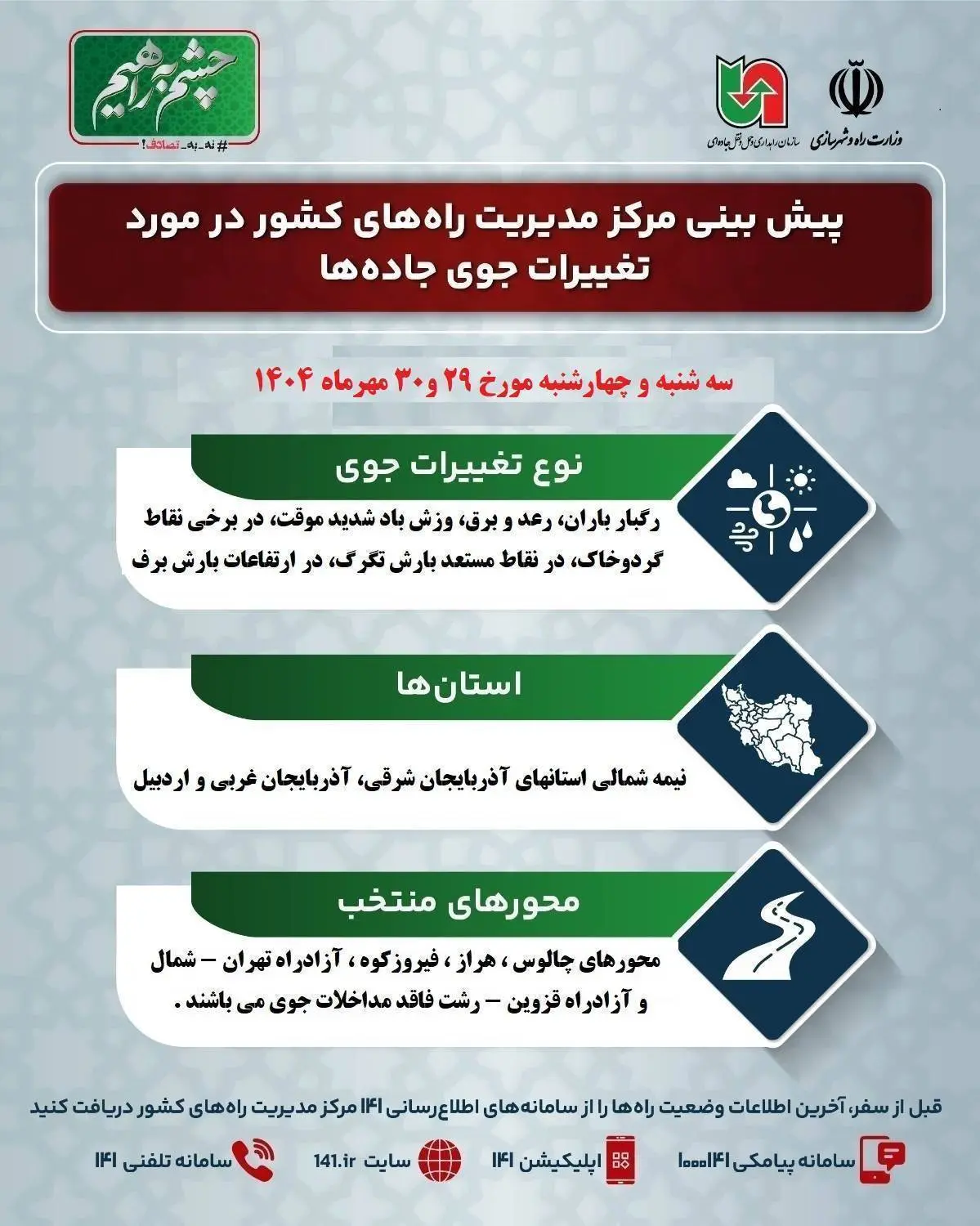 وضعیت جوی جاده ها