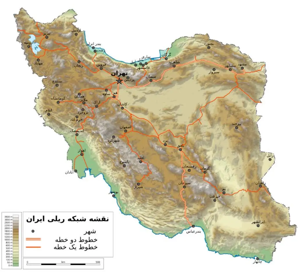 نقشه شبکه ریلی ایران