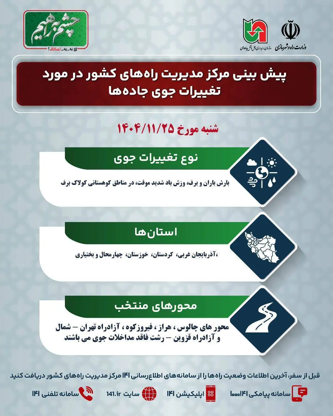 پیش بینی تغییرات جوی جاده ها