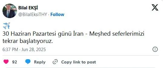مدیرکل ترکیش ایرلاینز