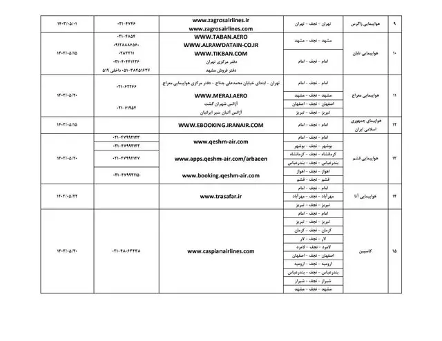 فروش و زمان فروش بلیت شرکت های هواپیمایی 1