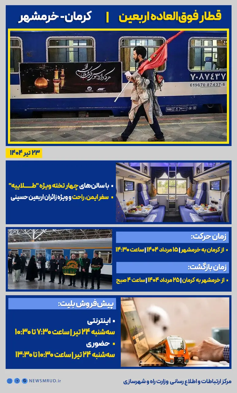 اینفوگرافی| قطار فوق العاده کرمان به خرمشهر