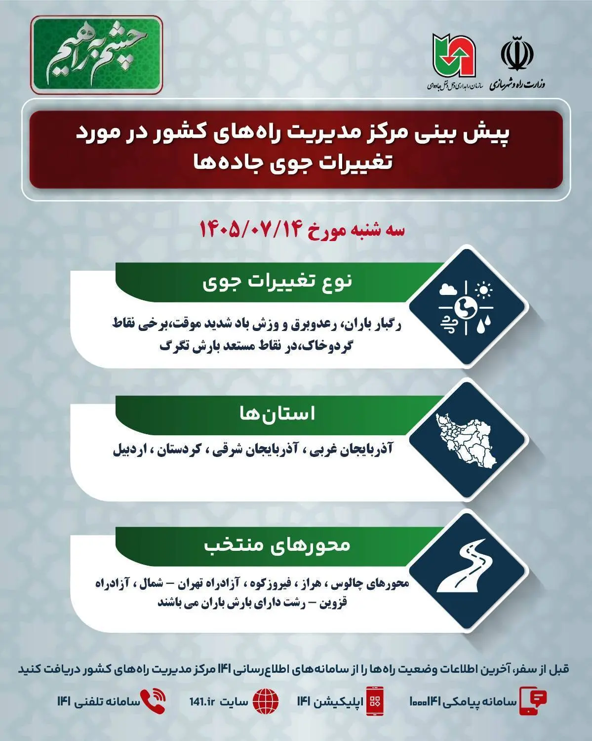 اینفوگرافی/ وضعیت جوی جاده ها