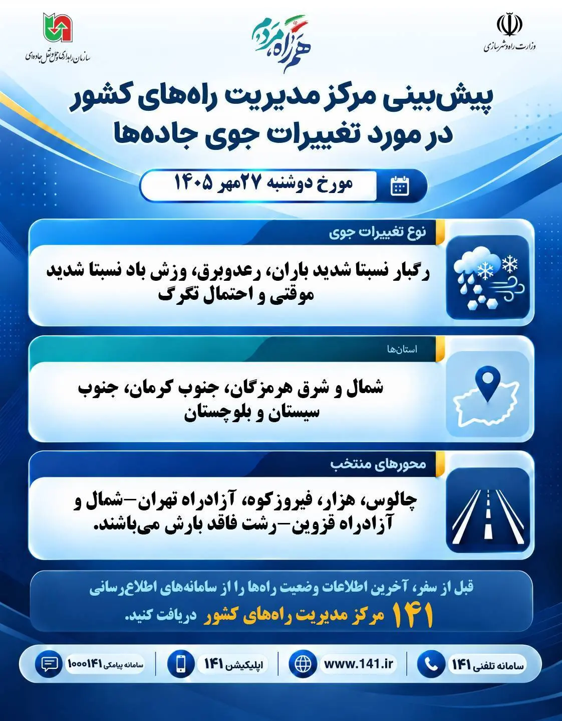 اینفوگرافی | وضعیت جوی جاده ها