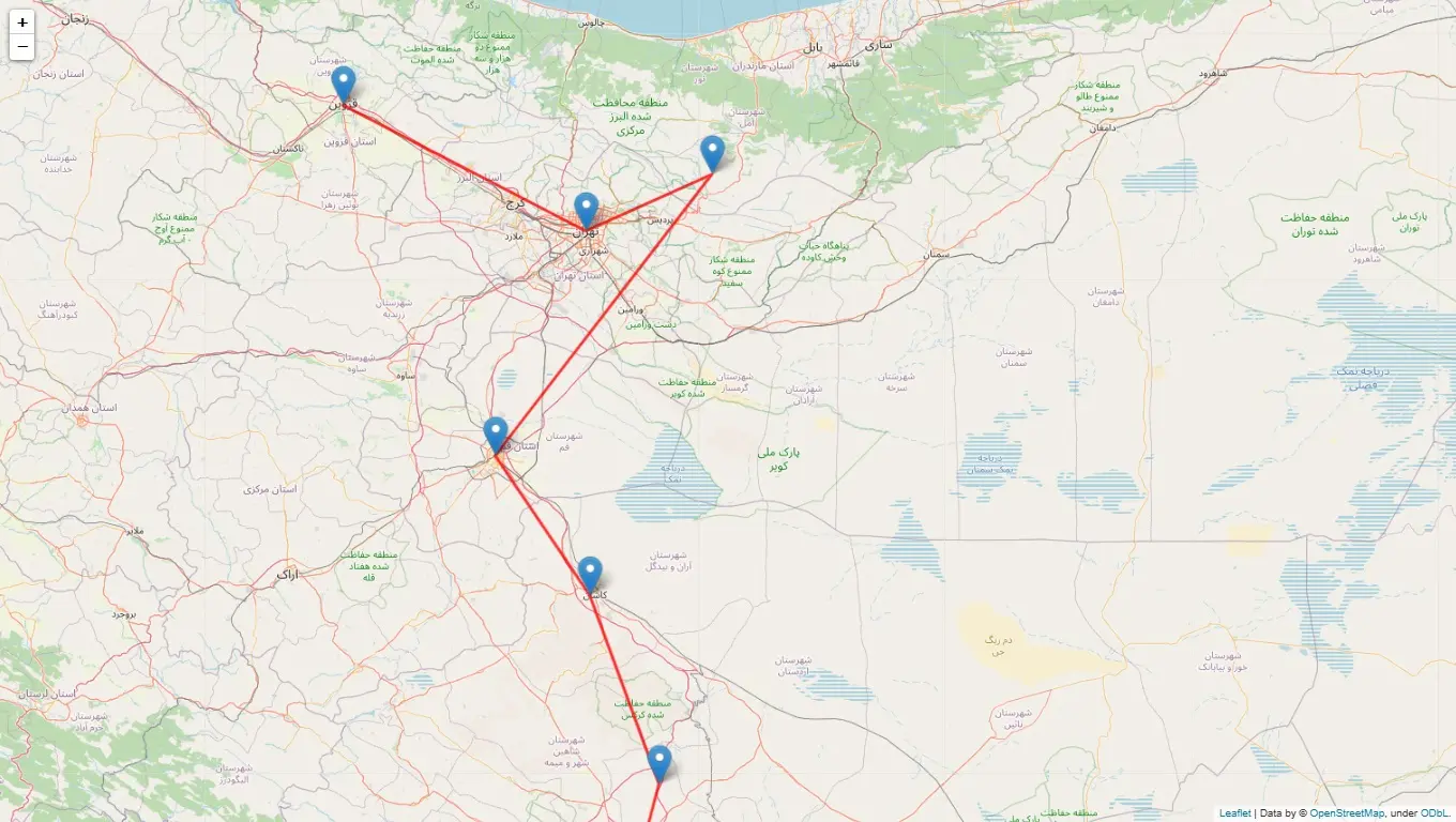 مسیر پرواز والتر میتل هولتسر در ایران