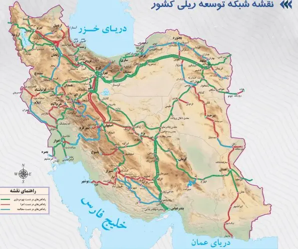 نقشه شبکه توسعه ریلی کشور
