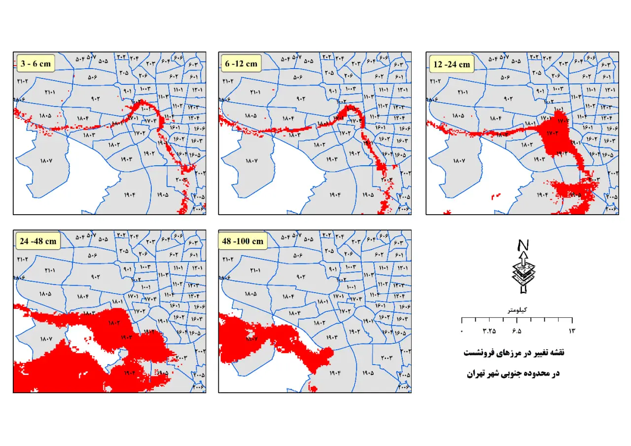 نقشه نرخ فرونشست تهران
