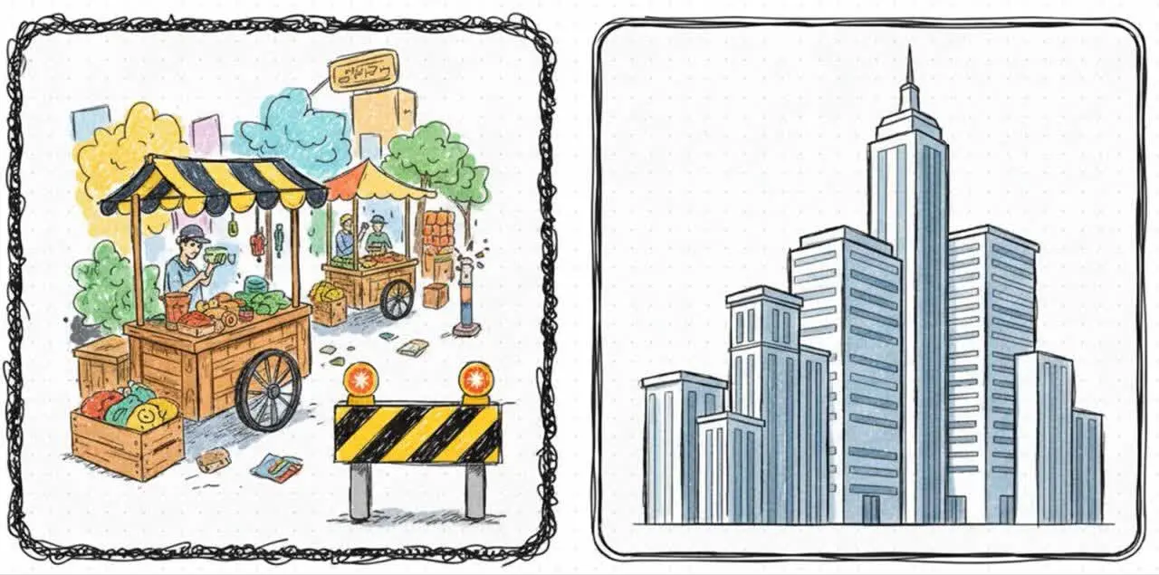 تصویری نمادین از دستفروشی در شهرهای بزرگ