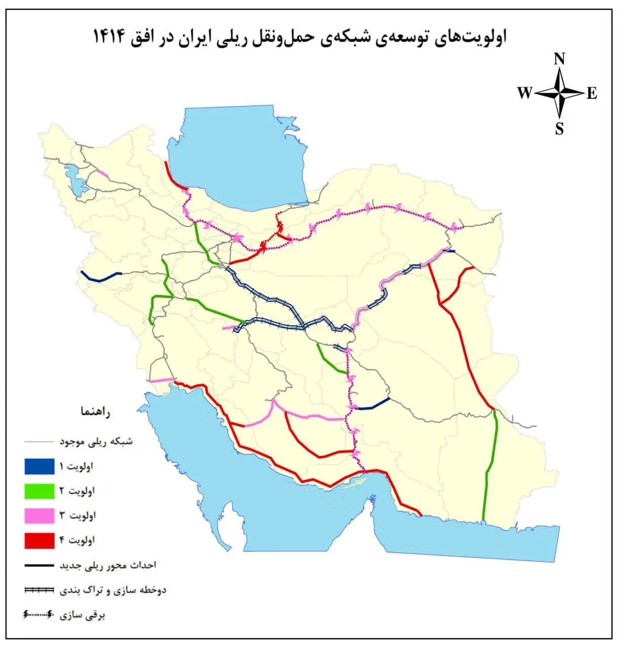 نقشه توسعه شبکه ریلی ایران