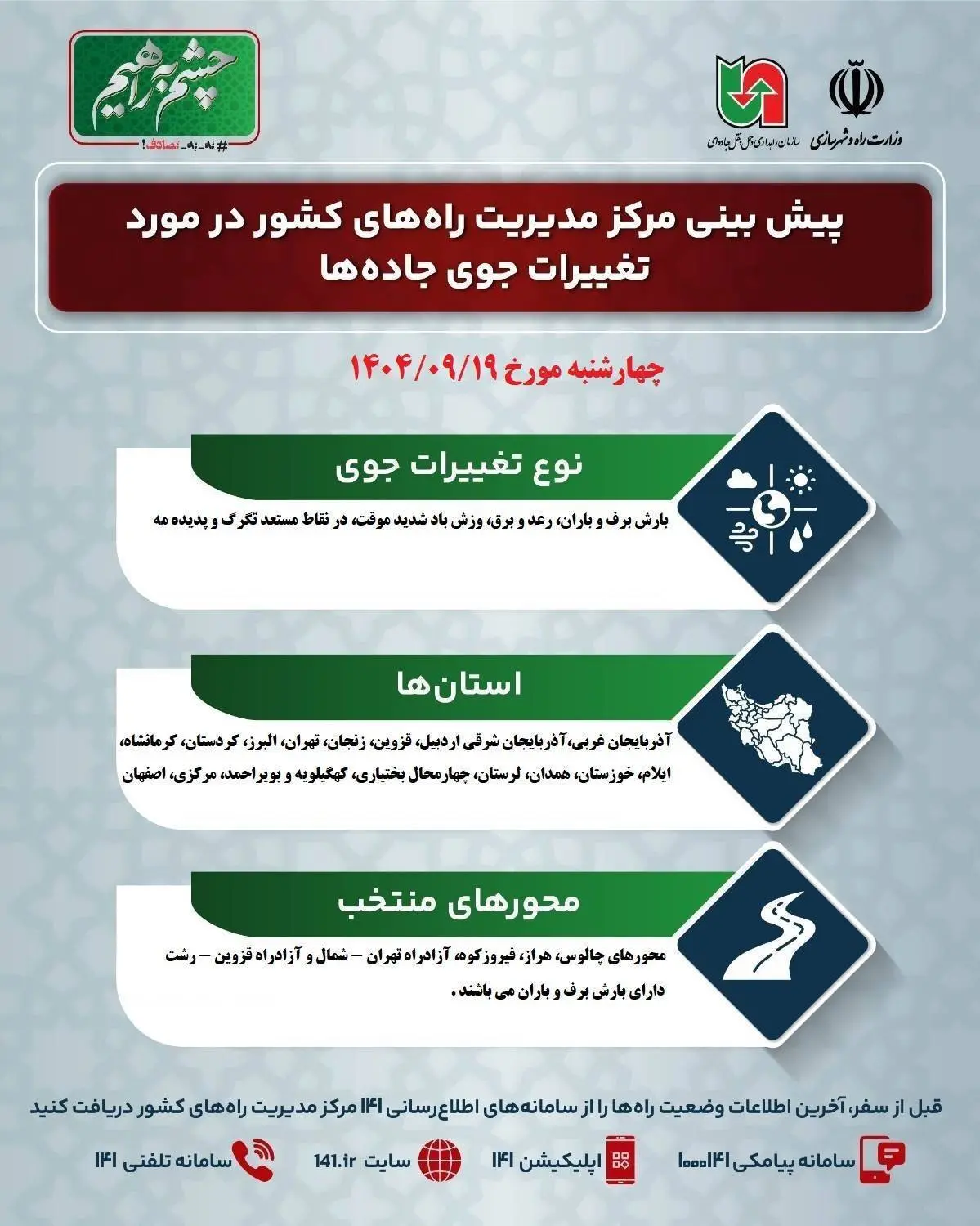 پیش‌بینی تغییرات جوی جاده‌ها 