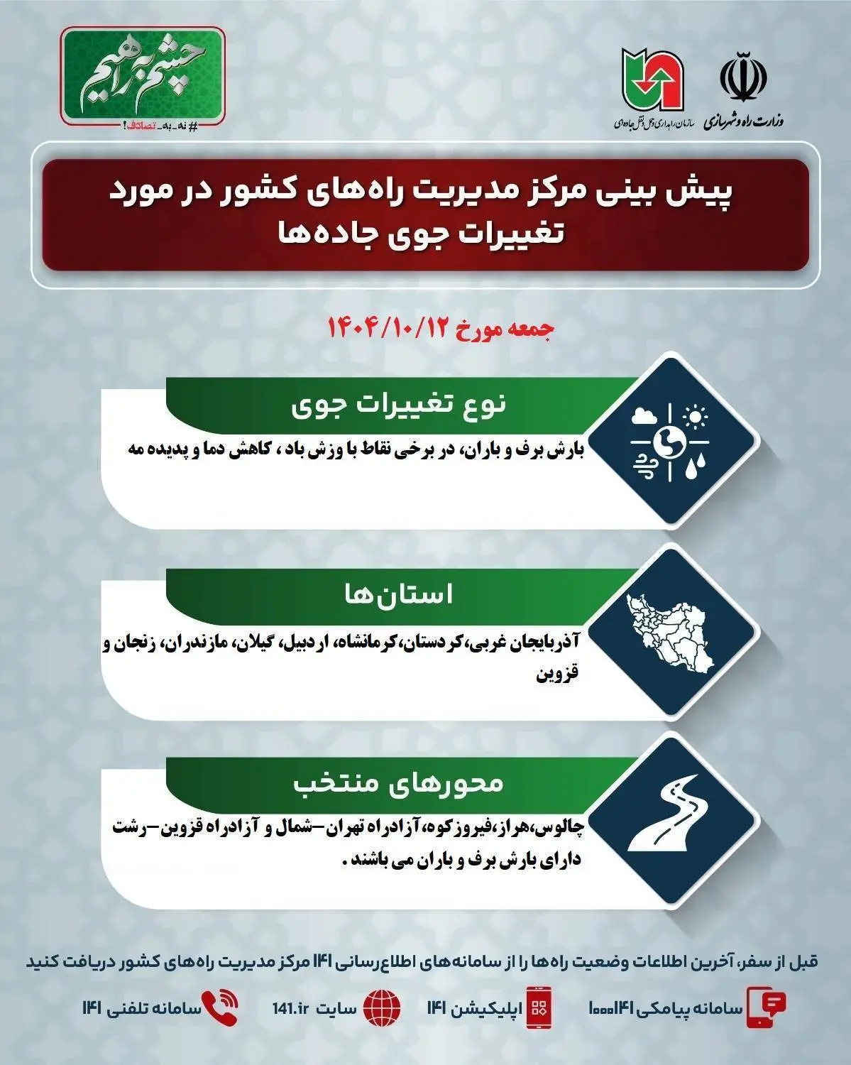 اینفوگرافیک| وضعیت جوی جاده ها