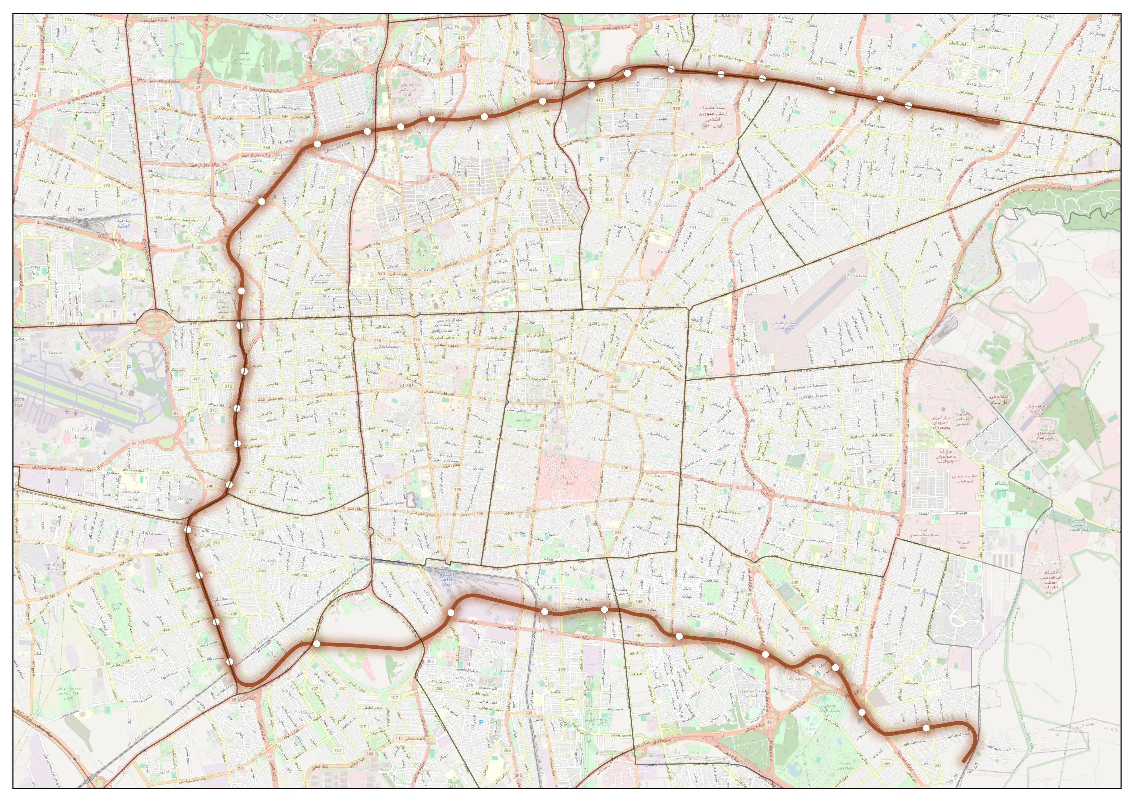 نقشه خط 8 مترو تهران