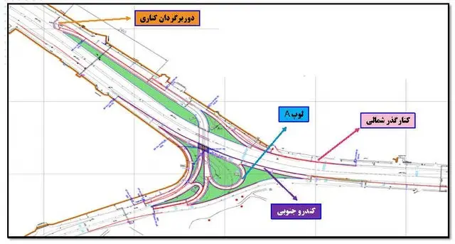 نقشه جدید دسترسی شرق به جنوب بزرگاه بابایی