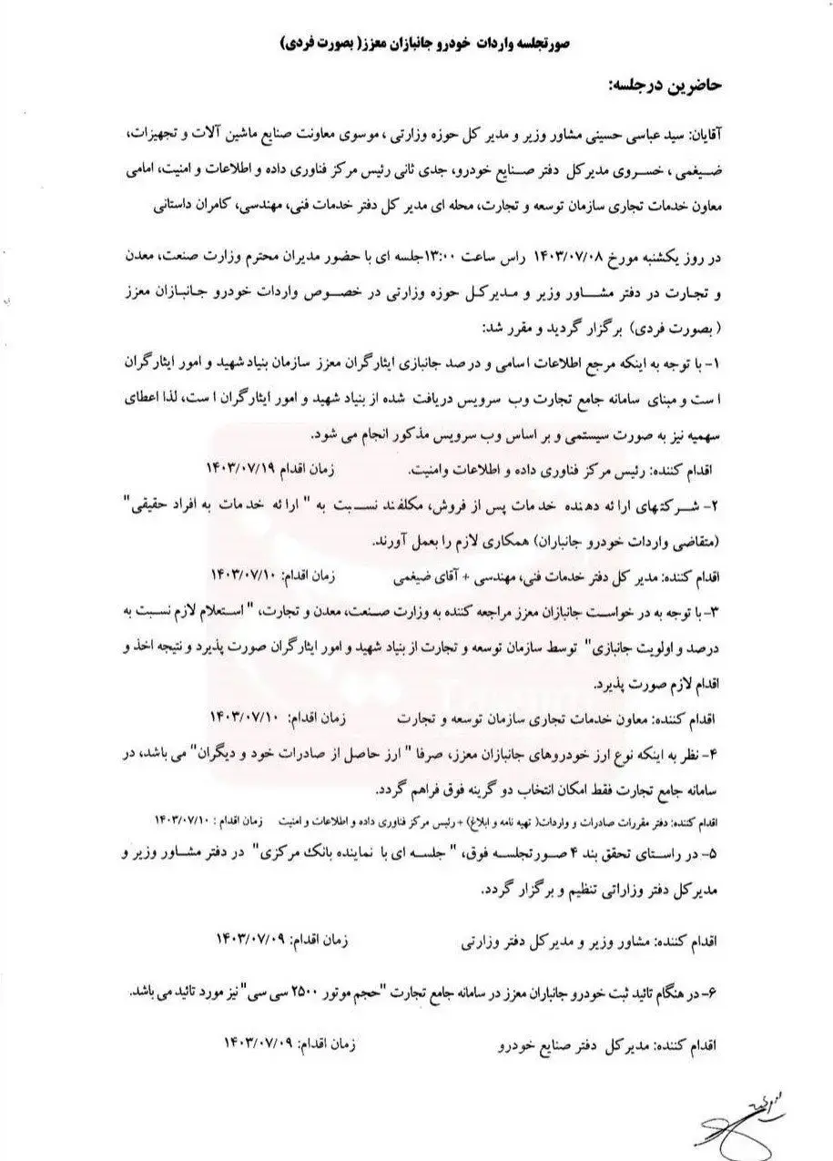 این افراد می توانند به صورت فردی خودرو وارد کنند 
