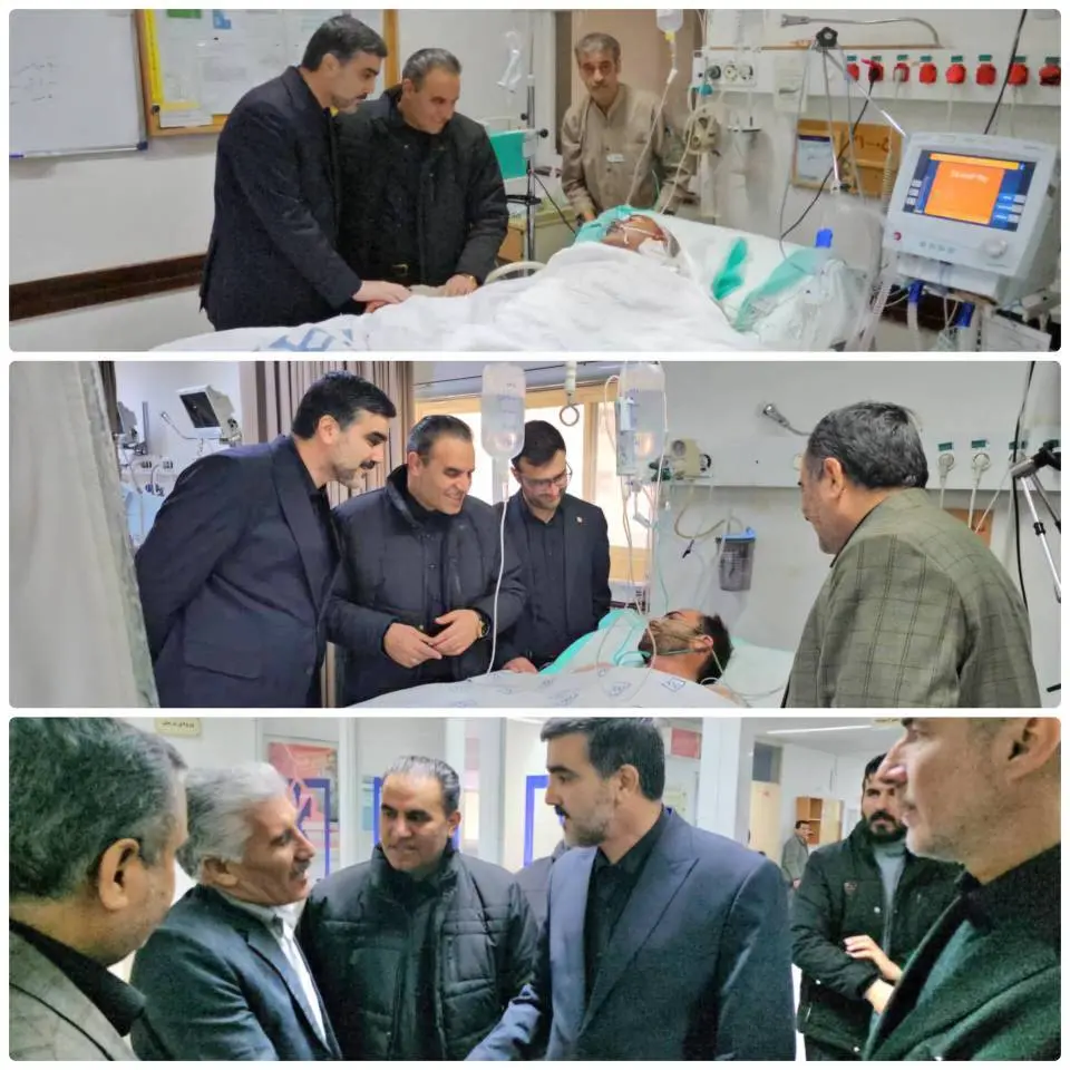 عیادت رضا اکبری از مجروحین راهداری زنجان