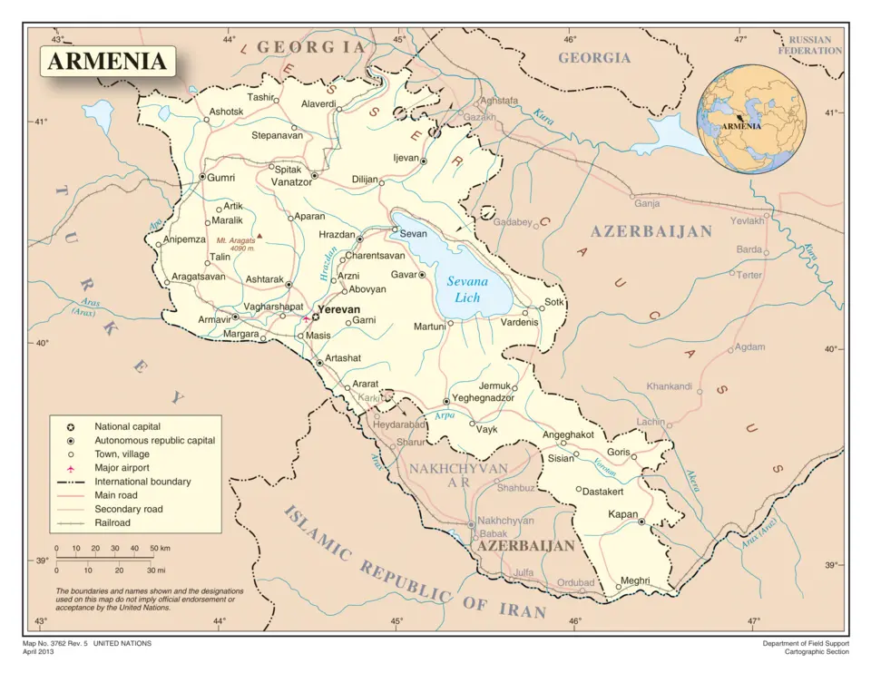 نقشه مرز ایران و ارمنستان