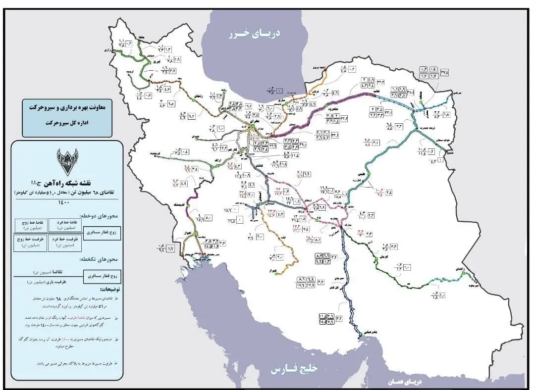 نقشه راه آهن ایران