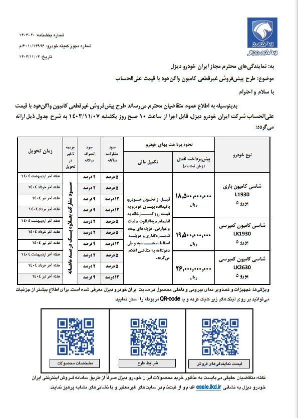 پیش فروش ایران خودرو دیزل