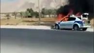 فیلم| آتش گرفتن خودروی پلیس