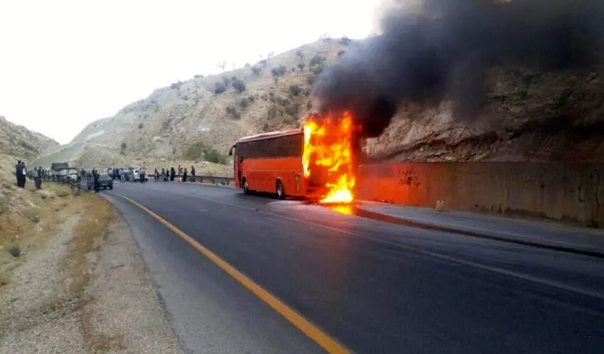 جزئیات بیشتر از سانحه آتش سوزی اتوبوس در تفت 