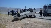 واژگونی یک دستگاه پژو ۲۰۶ در جاده دشتروم - بابا میدان