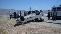واژگونی یک دستگاه پژو ۲۰۶ در جاده دشتروم - بابا میدان
