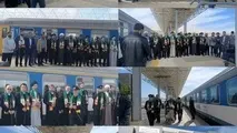 استقبال کارکنان راه‌ آهن فارس از خادمان امام رضا(ع) در ایستگاه راه‌ آهن شیراز