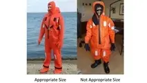 Immersion suits should be of appropriate size for crew