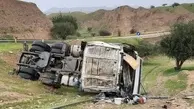 واژگونی تریلر در جاده مهاباد - بوکان ۲ کشته برجاگذاشت