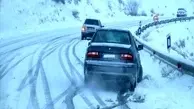 بارش برف و کولاک باعث لغزندگی جاده های زنجان 
