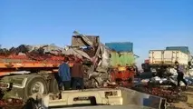 فیلم| بوران و طوفان شن شدید و تصادف عجیب خودروها در جاده نایین