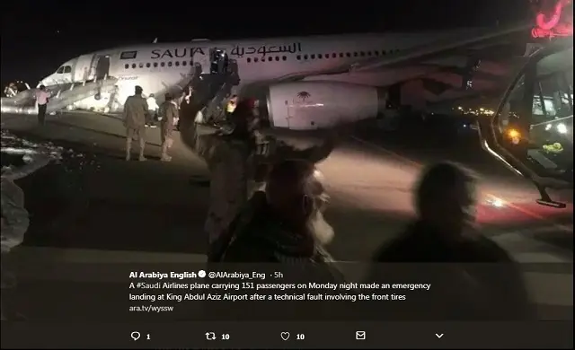 Saudia A330 makes emergency landing with nose gear up
