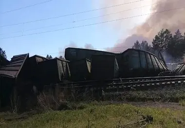 آتش سوزی در جنگل های سیبری روسیه در پی خروج قطار از ریل