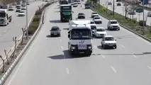 کامیون‌ داران آذربایجان غربی با شعار «در میدان هستیم» به بنادر اعزام شدند