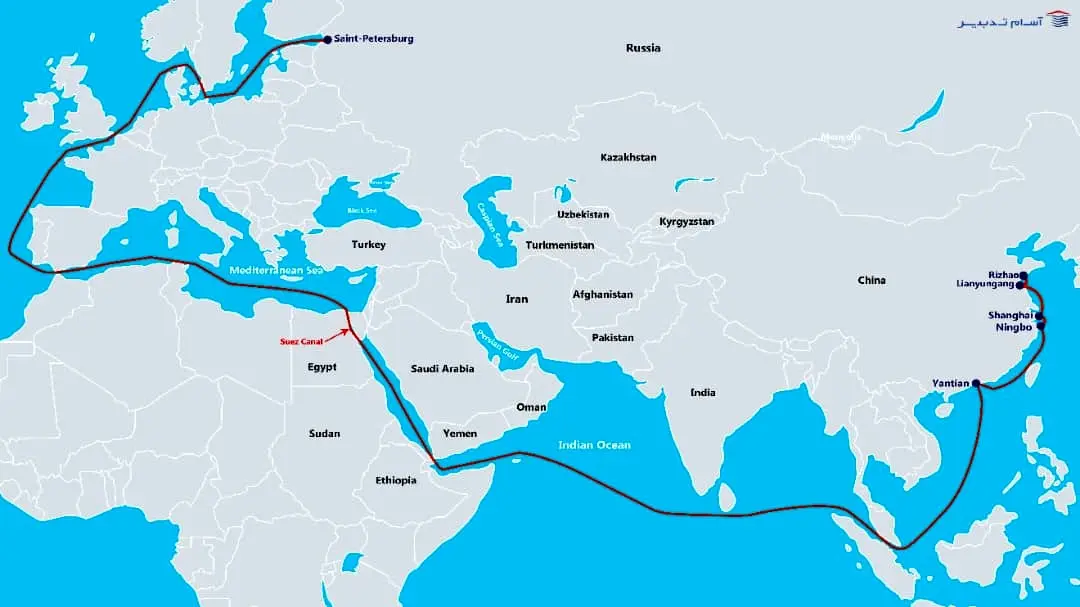 سرویس مستقیم حمل دریایی کانتینر از بنادر چین به سن پترزبورگ روسیه