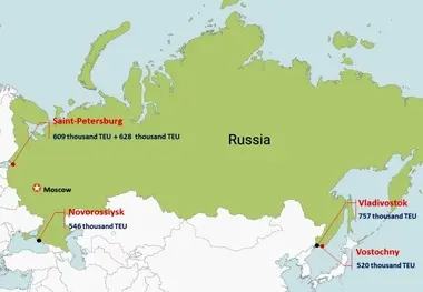 پایانه‌های کانتینری برتر روسیه در سال ۲۰۲۱