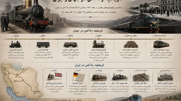 تاریخچه راه آهن در جهان و ایران | از لوکوموتیو بخاری تا راه آهن سراسری