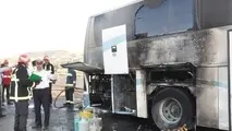 آتش‌سوزی اتوبوس مسافری در جاده اردبیل