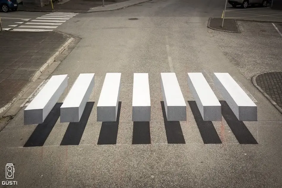 3D Zebra Stripe Crosswalk in Iceland Slows Traffic with Stunning Optical Illusion