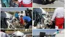 برخورد کامیونت ایسوزو، پراید و تریلی حادثه آفرید