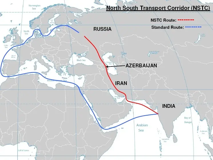 مناسب ترین مسیر کریدور جنوب شمال کدام است؟