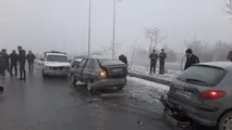 تصادف زنجیره ای در کمربندی شمالی اراک