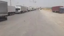 عکس| صف طولانی کامیون‌ها در مرز پرویزخان