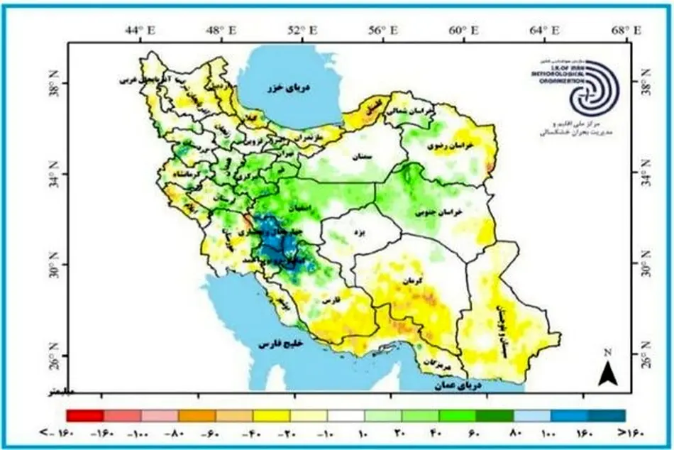 پراکنش بارش کشور در بهمن ماه ۱۴۰۱