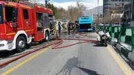 فیلم| تصاویر آتش سوزی اتوبوس در تهران